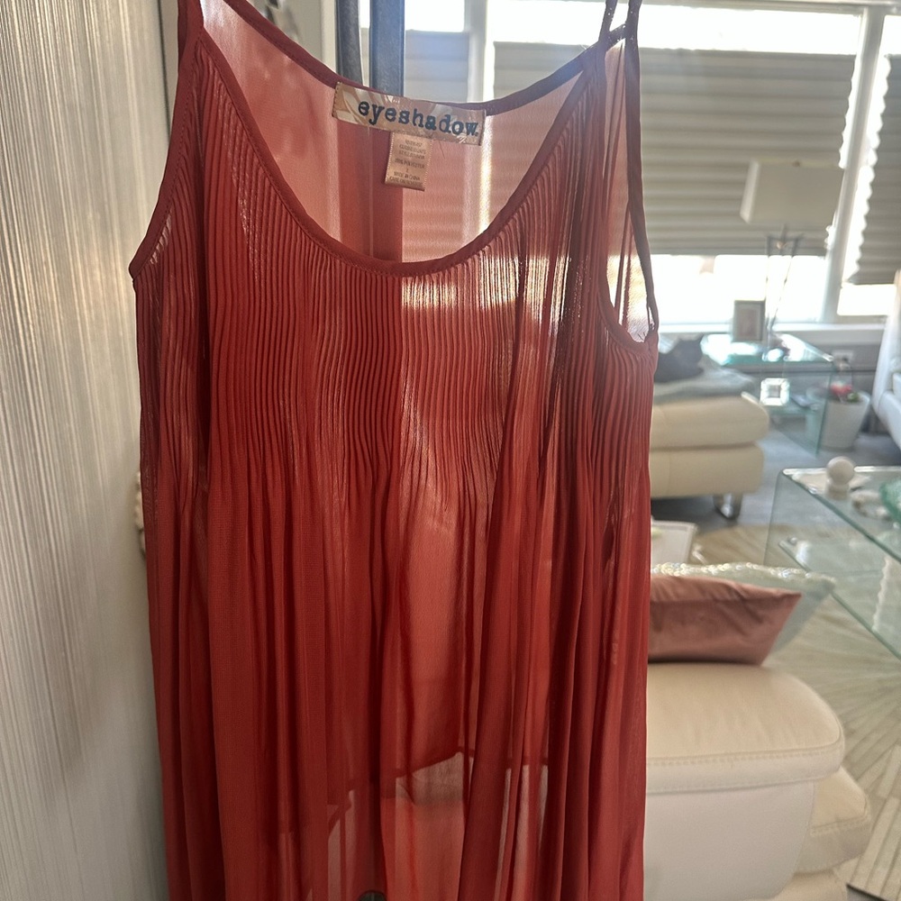 Rust/Red Sheer Spaghetti Strap Top - Picture 2 of 4
